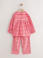 Red / White Gingham Check Woven Button Through Pyjamas (9mths-11yrs) - Image 2 of 4