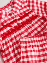 Red / White Gingham Check Woven Button Through Pyjamas (9mths-11yrs) - Image 3 of 4