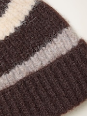 FatFace Chocolate Brown Stripe Beanie - Image 2 of 2