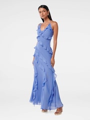 Forever New Blue Kimberley Petite Low Back Ruffle Dress - Image 4 of 4