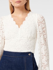 Forever New White Yianna Lace Long Sleeves Top - Image 3 of 5