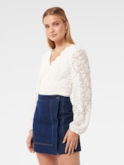 Forever New White Yianna Lace Long Sleeves Top - Image 4 of 5