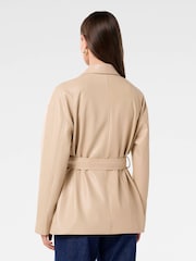 Forever New Cream Karli Vegan Leather Shacket - Image 2 of 5