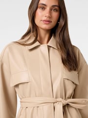 Forever New Cream Karli Vegan Leather Shacket - Image 3 of 5