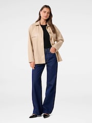 Forever New Cream Karli Vegan Leather Shacket - Image 5 of 5