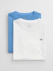 GANT White Crew Neck 100% Cotton T-Shirts 2 Pack - Image 1 of 3
