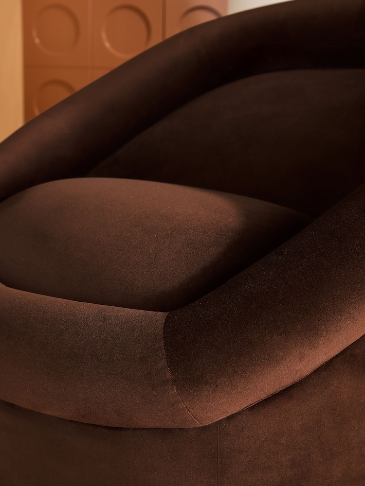 MADE.COM Dark Truffle Brown Velvet Seattle Accent Chair - Image 2 of 5