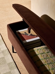 MADE.COM Chocolate Brown Harlow Storage Ottoman Bench - Image 3 of 5