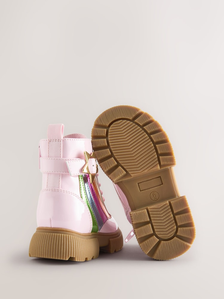 Little Bird by Jools Oliver Pink Rainbow Chunky Lace Up Boots - Image 6 of 6 Little Bird by Jools Oliver Pink Rainbow Chunky Lace Up Boots - Image 6 of 6