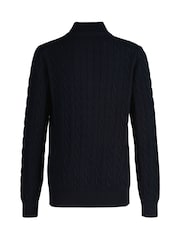 GANT Blue 100% Cotton Cable Knit Half-Zip Sweater - Image 2 of 5