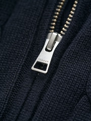 GANT Blue 100% Cotton Cable Knit Half-Zip Sweater - Image 4 of 5