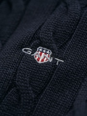 GANT Blue 100% Cotton Cable Knit Half-Zip Sweater - Image 5 of 5