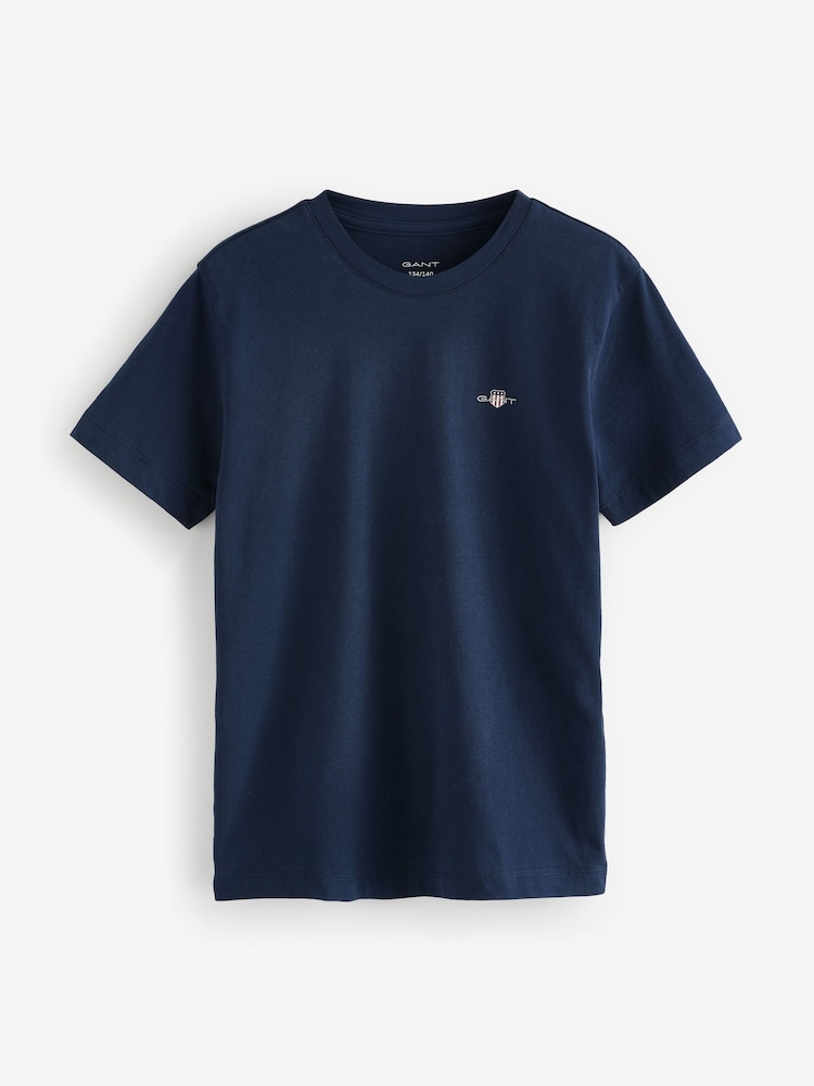 GANT Blue Crew Neck 100% Cotton T-Shirts 2 Pack - Image 2 of 3