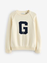 GANT Cream 100% Cotton Graphic Raglan Crew Neck Sweatshirt - Image 1 of 1