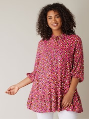 Evans Tie-Neck Frilled Hem Tunic - Image 1 of 4