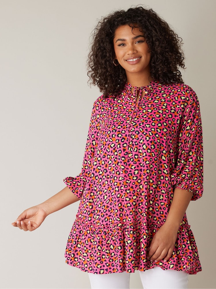 Evans Tie-Neck Frilled Hem Tunic - Bild 1 von 4 Evans Tie-Neck Frilled Hem Tunic - Bild 1 von 4