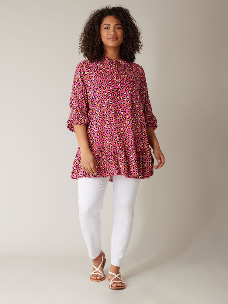 Evans Tie-Neck Frilled Hem Tunic - Bild 2 von 4 Evans Tie-Neck Frilled Hem Tunic - Bild 2 von 4