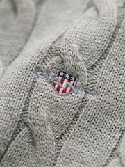 GANT Grey 100% Cotton Cable Knit Half-Zip Sweater - Image 3 of 3