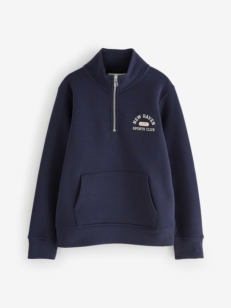 GANT Blue Graophic Half Zip Sweatshirt - Image 1 of 1