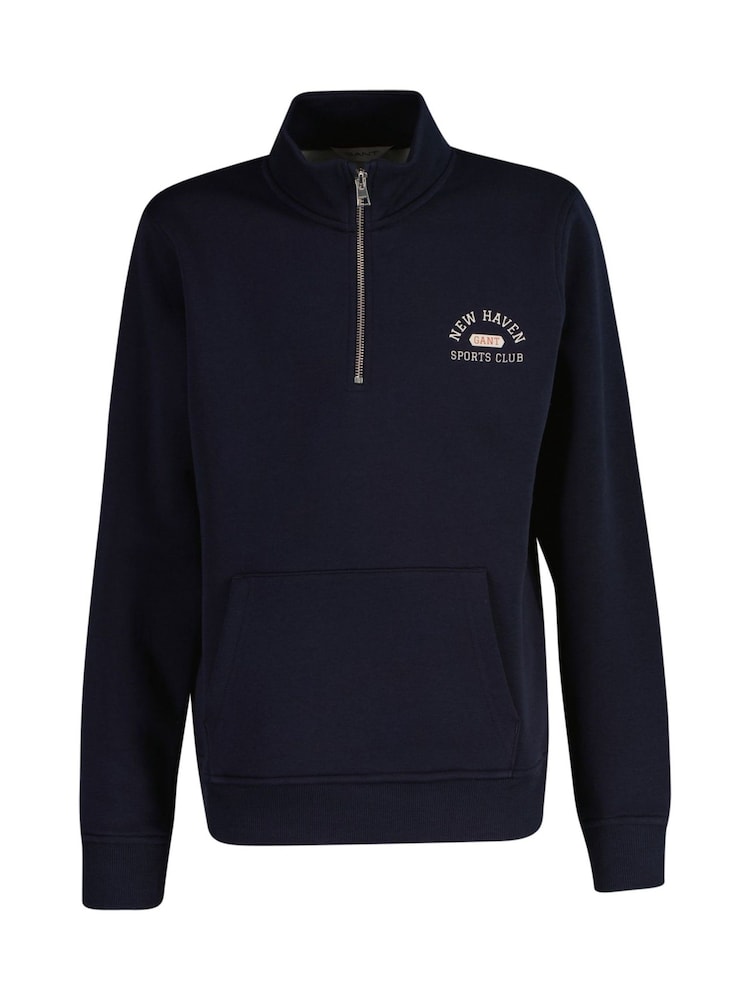 GANT Blue Graophic Half Zip Sweatshirt - Image 2 of 4