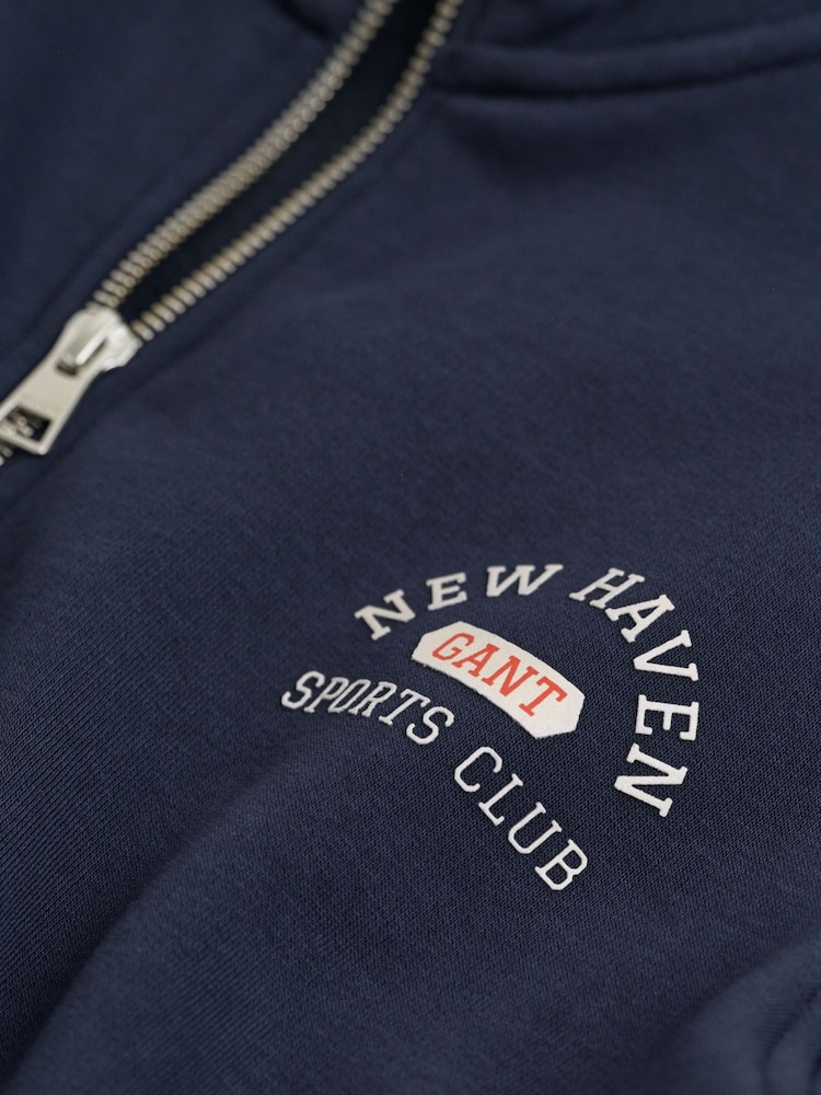 GANT Blue Graophic Half Zip Sweatshirt - Image 4 of 4