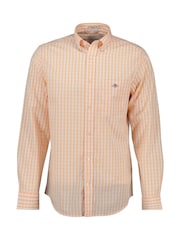 GANT Orange Regular Fit Classic Poplin Gingham 100% Cotton Shirt - Image 1 of 2