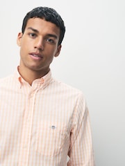 GANT Orange Gingham Pattern Poplin Shirt - Image 3 of 6
