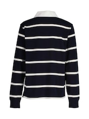 GANT Blue 100% Cotton Long Sleeved Shield Stiped Polo Shirt - Image 3 of 4