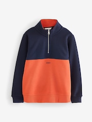 GANT Blue Blocked Half Zip Sweatshirt - Image 1 of 3