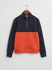 GANT Blue Blocked Half Zip Sweatshirt - Image 2 of 3