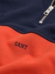 GANT Blue Blocked Half Zip Sweatshirt - Image 3 of 3