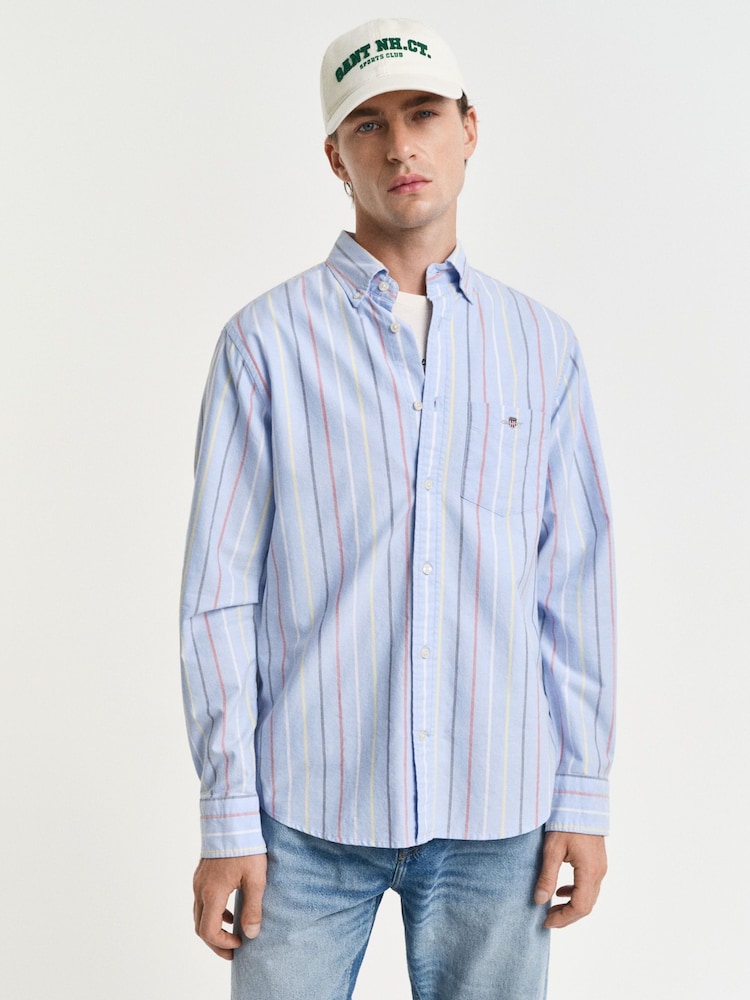 GANT Blue Regular Fit 100% Cotton Classic Oxford Striped Shirt - Image 1 of 5 GANT Blue Regular Fit 100% Cotton Classic Oxford Striped Shirt - Image 1 of 5