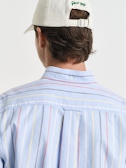 GANT Blue Regular Fit 100% Cotton Classic Oxford Striped Shirt - Image 5 of 5