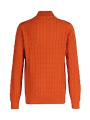 GANT Orange 100% Cotton Cable Knit Half-Zip Sweater - Image 2 of 3