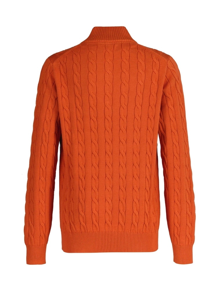 GANT Orange 100% Cotton Cable Knit Half-Zip Sweater - Image 2 of 3