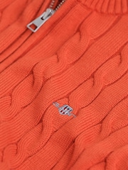 GANT Orange 100% Cotton Cable Knit Half-Zip Sweater - Image 3 of 3
