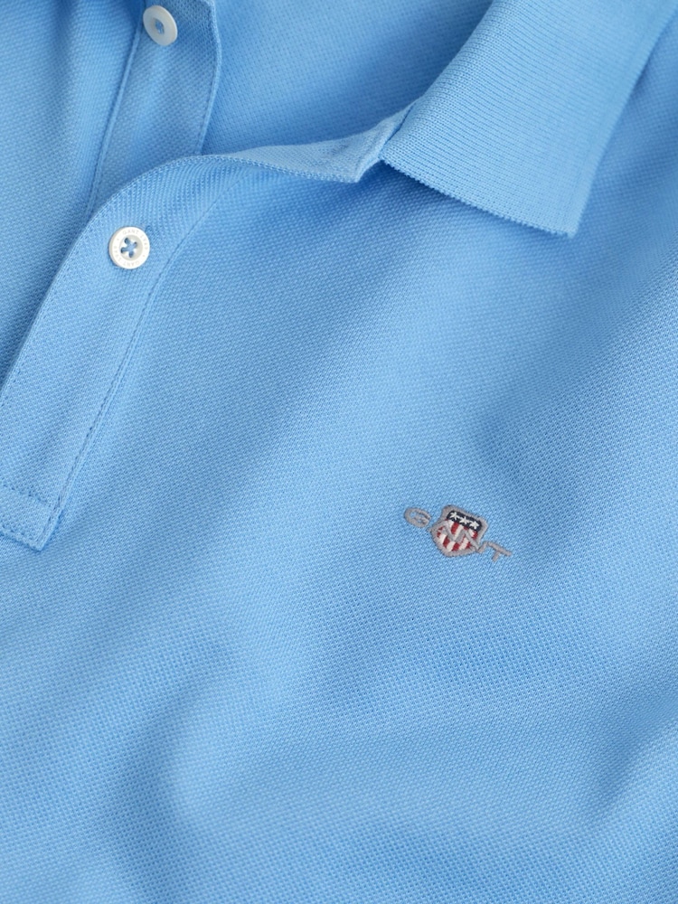GANT Blue 100% Cotton Shield Piqué Polo Shirt - Image 2 of 2
