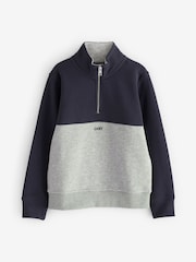 GANT Grey Blocked Half Zip Sweatshirt - Image 1 of 4