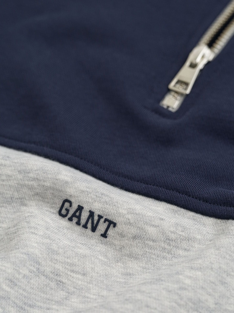 GANT Grey Blocked Half Zip Sweatshirt - Image 4 of 4
