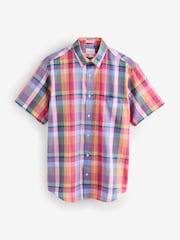 GANT Orange Regular Fit 100% Cotton Indian Madras Short Sleeve Shirt - Image 5 of 5