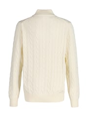 GANT Cream 100% Cotton Cable Knit Half-Zip Sweater - Image 3 of 5