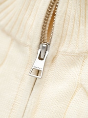 GANT Cream 100% Cotton Cable Knit Half-Zip Sweater - Image 4 of 5