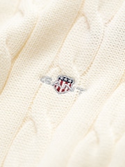 GANT Cream 100% Cotton Cable Knit Half-Zip Sweater - Image 5 of 5
