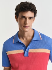 GANT Blue Colour Blocked Polo Shirt - Image 3 of 5