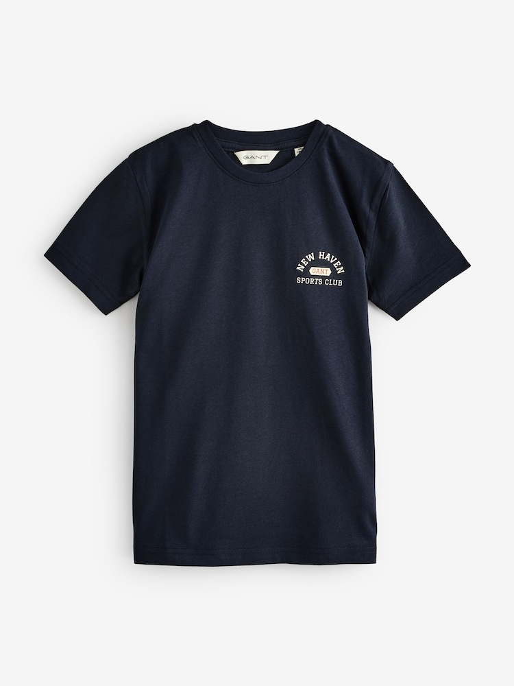 GANT Blue Kids 100% Cotton Graphic T-Shirt - Image 1 of 3 GANT Blue Kids 100% Cotton Graphic T-Shirt - Image 1 of 3