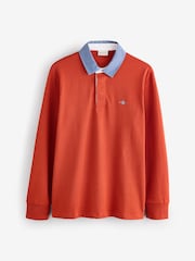 GANT Orange 100% Cotton Chambray Heavy Rugger Polo Shirt - Image 1 of 1