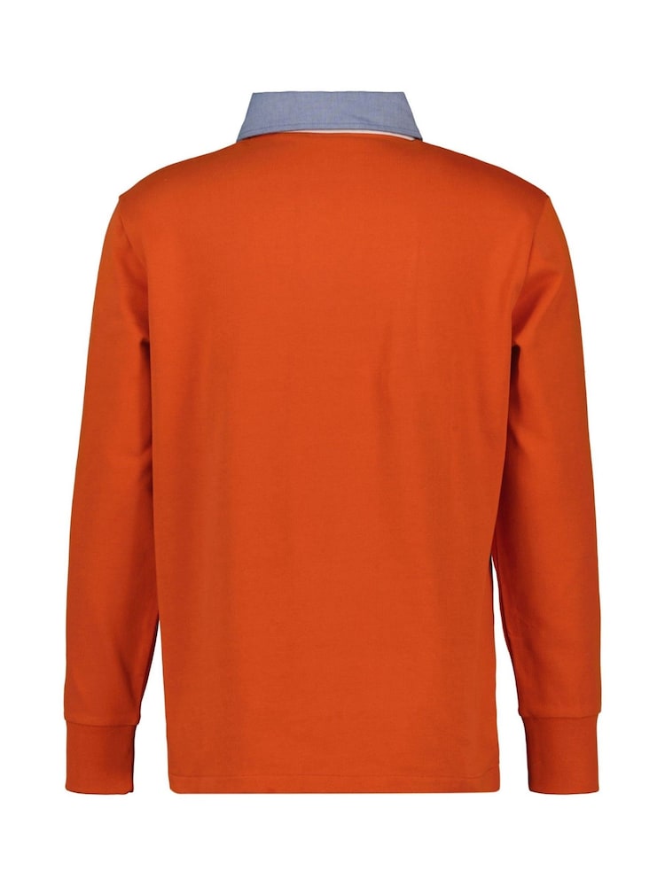 GANT Orange 100% Cotton Chambray Heavy Rugger Polo Shirt - Image 5 of 5 GANT Orange 100% Cotton Chambray Heavy Rugger Polo Shirt - Image 5 of 5