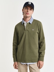 GANT Green 100% Cotton Chambray Heavy Rugger Polo Shirt - Image 1 of 5