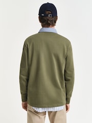 GANT Green 100% Cotton Chambray Heavy Rugger Polo Shirt - Image 4 of 5