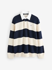 GANT Blue 100% Cotton Barstiped Polo Shirt - Image 1 of 1